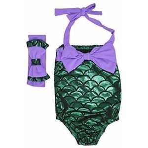 Girls mermaid bathing suit w/ headband